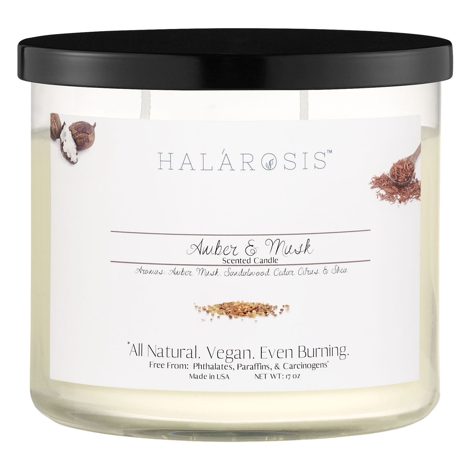 Amber Scented Candle Amber & Musk 17 oz Candle Halarosis