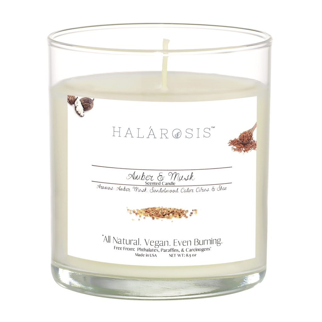 Amber Scented Candle Amber & Musk Soy Candle Halarosis
