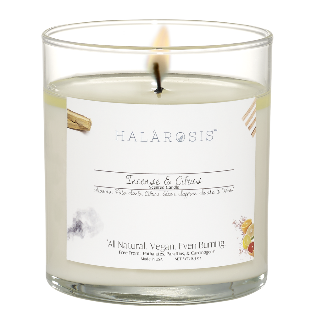 Incense Scented Candle Incense & Citrus 8.5 oz Candle Halárosis